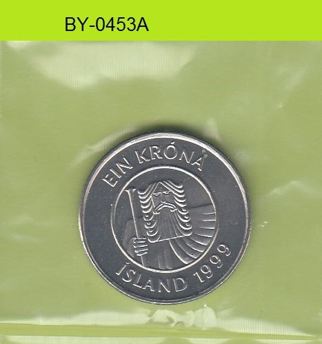 S1-BUU-0453-M02 ICELAND 1 KRONA VF 1999 KM27A