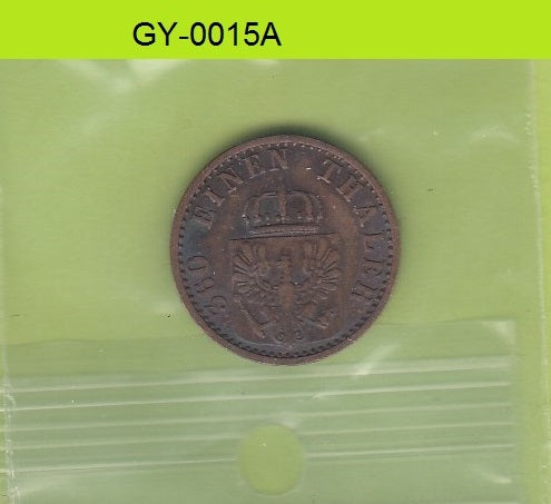 S1-GY1-0015 DUITSLAND 1 pfennig 1868 C VF KM480 pruisen