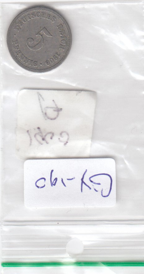 S1-GY1-0190 DUITSLAND 5 pfennig 1900 A VF KM11