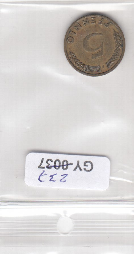 S1-GY1-0237 DUITSLAND 5 pfennig 1950 J VF KM107