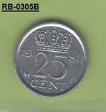 S1-RVB-0305 NEDERLAND 25 CENTS 1980  XF