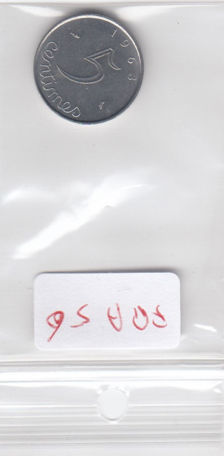 S10-FRA-0056 FRANKRIJK 5 centimes 1963  KM  927 UNC 0  €