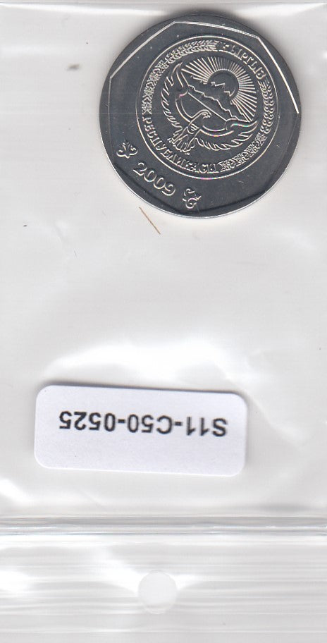 S11-C50-0525 Kyrgyzstan 10 som  2009 MS65 KM43 edge reeeded