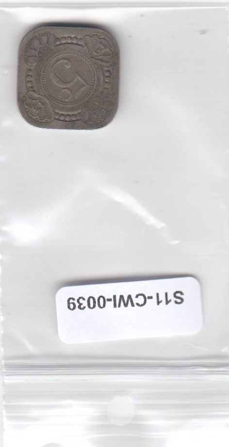 S11-CWI-0039 Nederland 5 cent 1913 FI/VF KM153