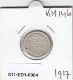 S11-ED1-0004 Nederland 25 cents 1917 VF km146  zilver