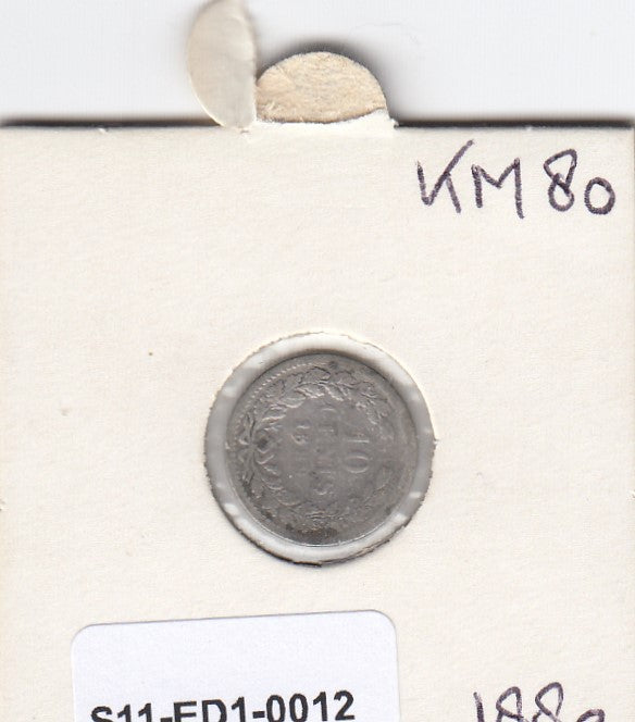 S11-ED1-0012 Nederland 10 cent 1889 FI- km80  zilver