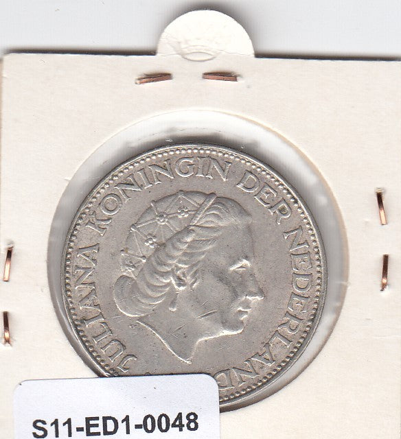 S11-ED1-0048 Nederland 2 1/2 gulden 1966 XF km191  zilver