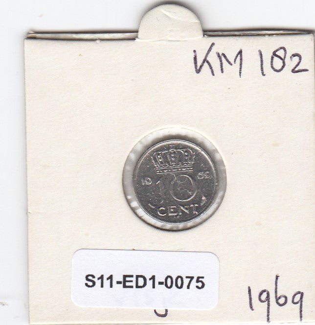 S11-ED1-0075 Nederland 10 cent 1969 vf km182 vis