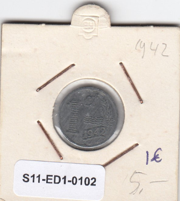 S11-ED1-0102 Nederland 1 cent 1942 vf km170