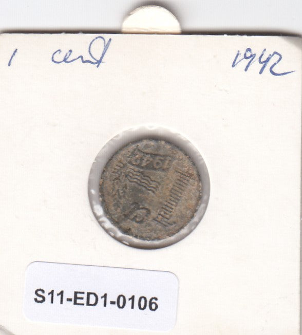 S11-ED1-0106 Nederland 1 cent 1942 vf km170
