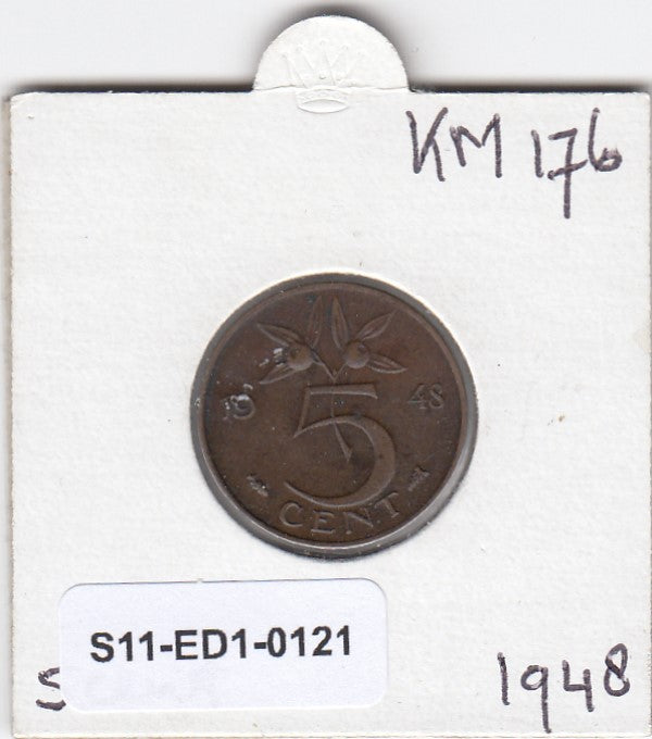 S11-ED1-0121 Nederland 5 cent 1948 VF+