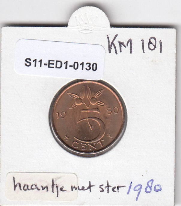S11-ED1-0130 Nederland 5 cent 1980 MS65