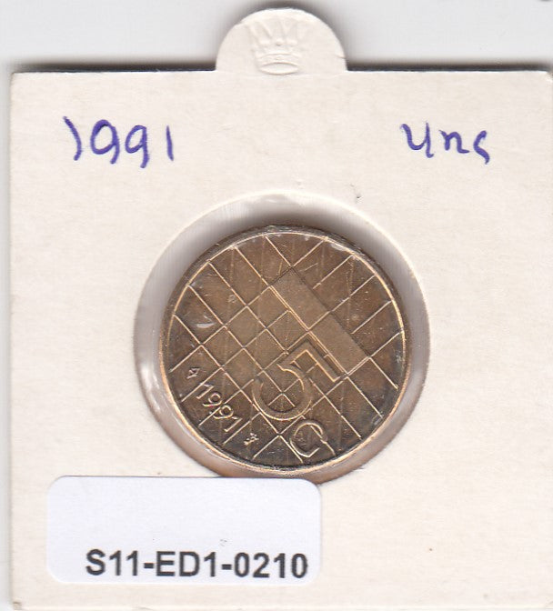 S11-ED1-0210 Nederland 5 gulden 1991 UNC