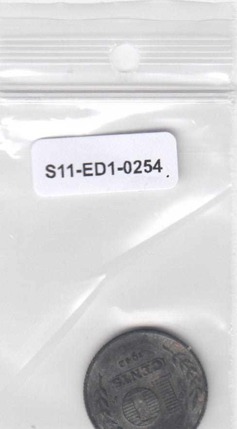 S11-ED1-0254 Nederland 10 cents 1942 FI km173