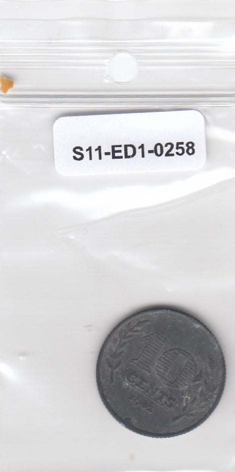 S11-ED1-0258 Nederland 10 cents 1942 VF km173
