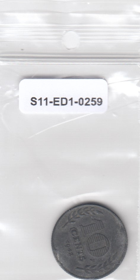 S11-ED1-0259 Nederland 10 cents 1942 VF km173