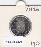 S11-ED1-0320 Nederland 1 gulden 1980 UNC km200 dubbelkop