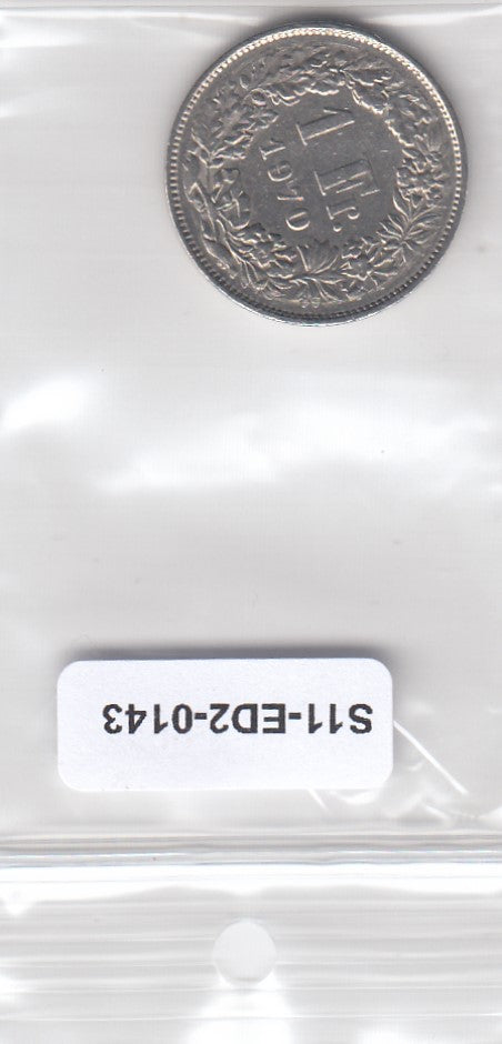 S11-ED2-0143 Zwitserland 1 Franc 1970 VF KM24a1