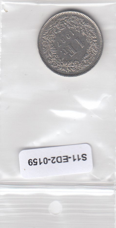 S11-ED2-0159 Zwitserland 1 Franc 1987 VF KM24a3
