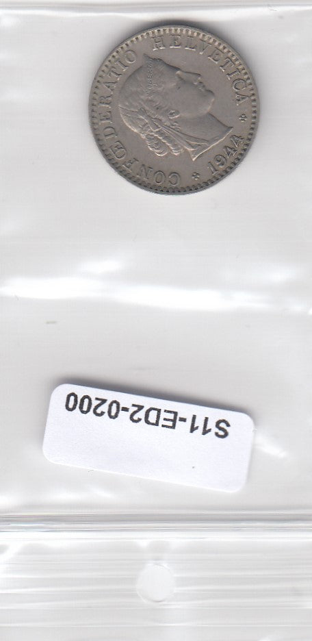 S11-ED2-0200 Switzerland 20 Rappen 1944 VF km29a