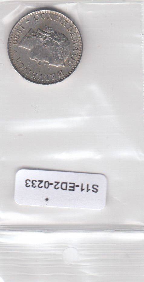 S11-ED2-0233 Zwitserland 20  rappen 1960 VF km29a