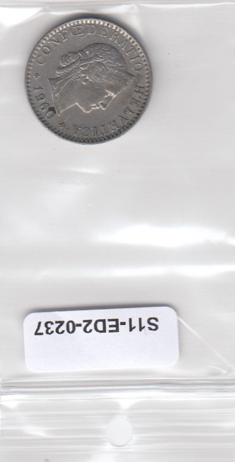 S11-ED2-0237 Switzerland 20 rappen 1960 VF km29a