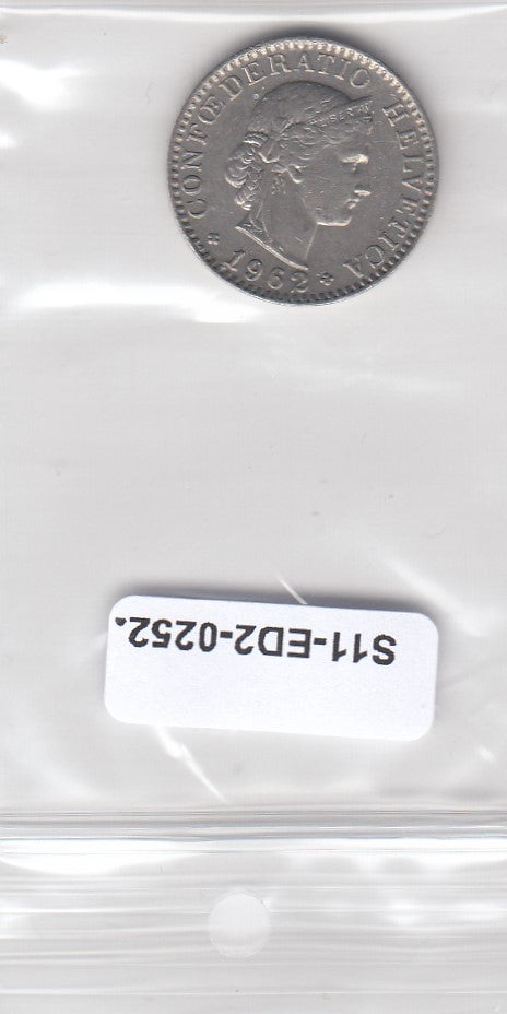 S11-ED2-0252 Zwitserland 20  rappen 1962 VF km29a