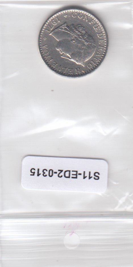 S11-ED2-0315 Zwitserland 20  rappen 1971 VF/XF km29a