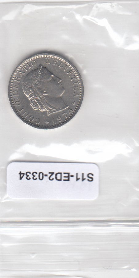 S11-ED2-0334 Zwitserland 20  rappen 1974 VF/XF km29a