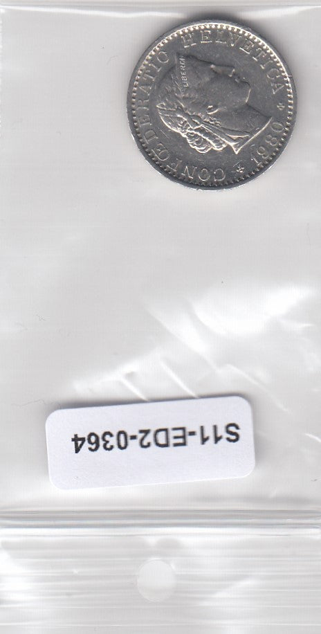 S11-ED2-0364 Zwitserland 20  rappen 1980 VF km29a