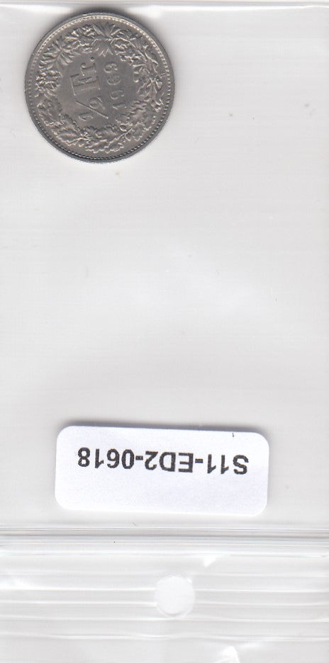 S11-ED2-0618 Switzerland 1/2 franc 1969 XF KM# 23a B