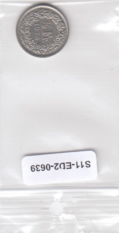 S11-ED2-0639 Switzerland 1/2 franc 1974 xf KM# 23a