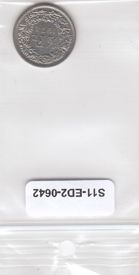 S11-ED2-0642 Switzerland 1/2 franc 1974 xf KM# 23a