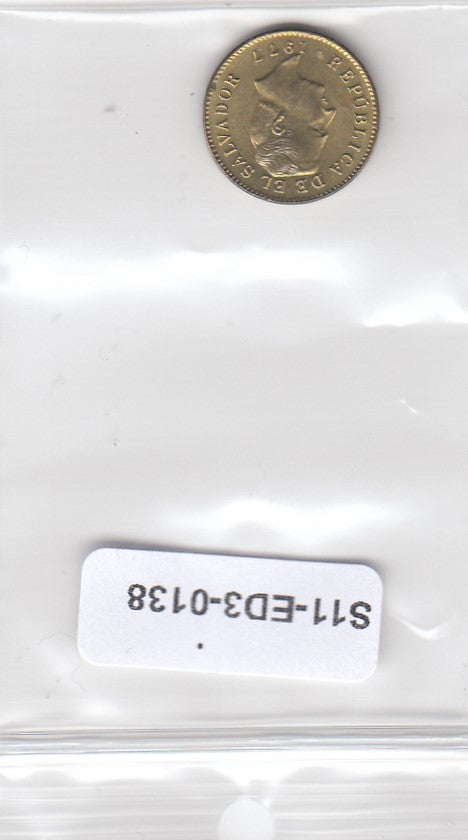 S11-ED3-0138-M43 El Salvador 1 Centavo 1989 UNC KM135.1