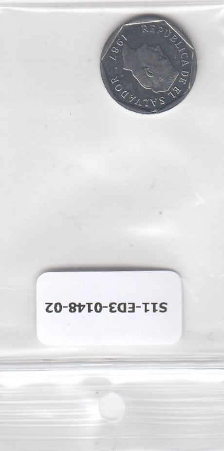 S11-ED3-0148-M05 El Salvador 5 centavos 1987 MS63 km154