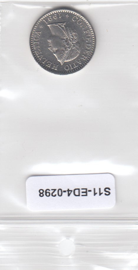 S11-ED4-0298 Zwitserland 10 rappen 1991 XF KM# 27