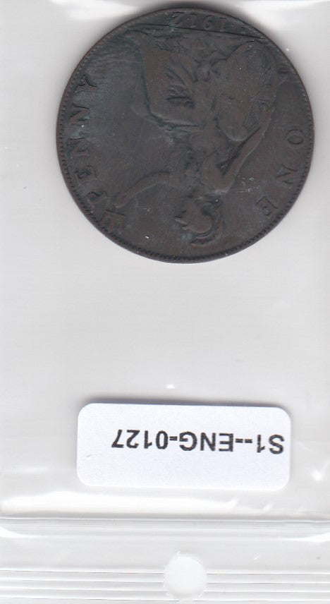 S11-ENG-0127 United Kingdom 1 penny 1912 KM 810 HEATON MINT VF