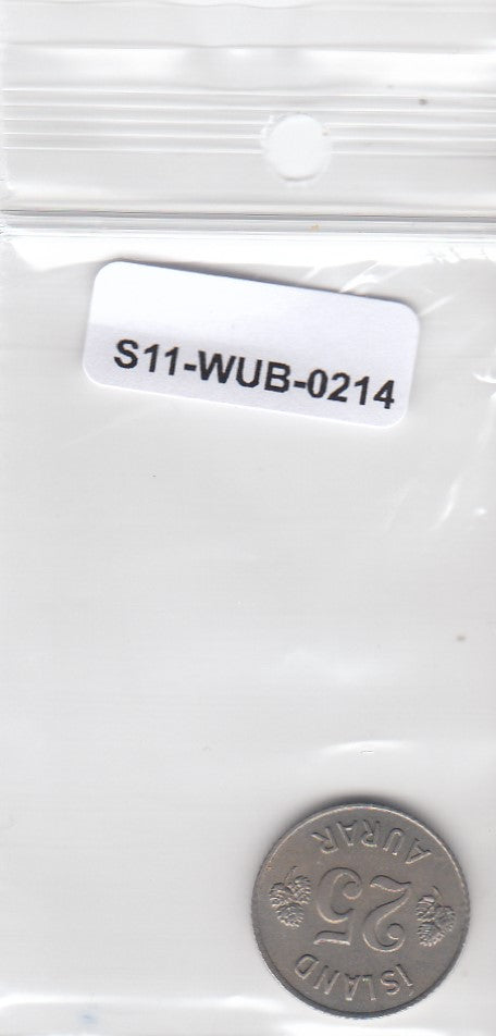 S11-WUB-0214 ICELAND 25 AURAR 1965 XF KM11