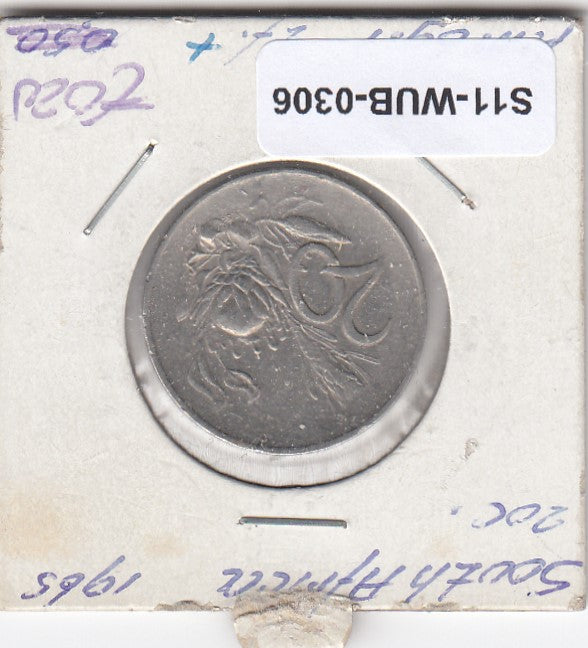 S11-WUB-0306 South Africa 20 cents 1965 KM 69.2 AFRIKAANS VF