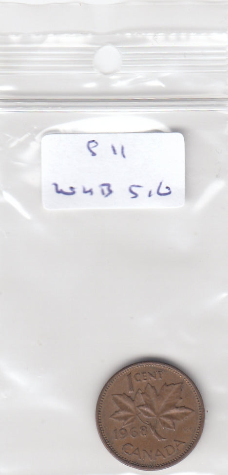 S11-WUB-0516 Canada 1 cent 1968 VF KM59
