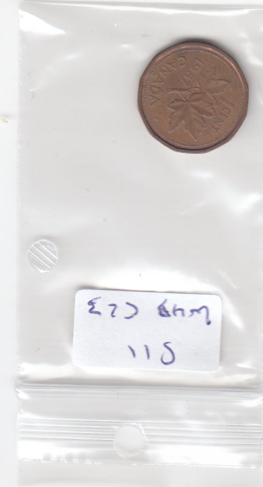 S11-WUB-0523 Canada 1 cent 1987 VF KM132