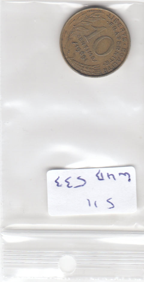 S11-WUB-0533 Frankrijk 10 centimes 1969 VF KM929