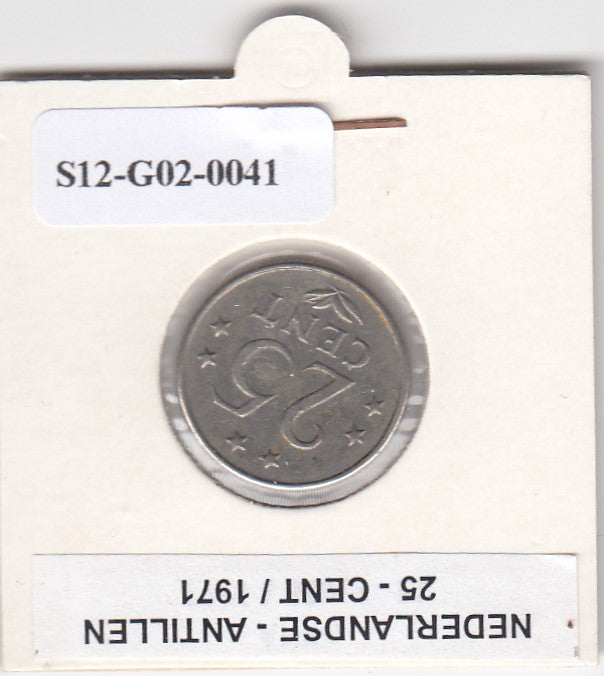 S12-G02-0041 Antillen 25 cent 1971  VF KM11