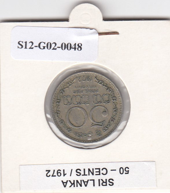 S12-G02-0048 Sri Lanka 50 cents 1972  VF KM132!! Non Magn