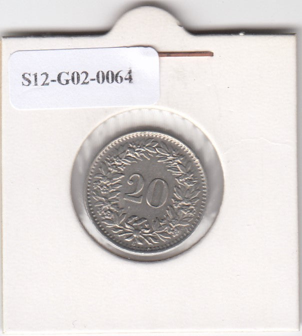 S12-G02-0064 Zwitserland 20 rappen 1962  VF KM29a