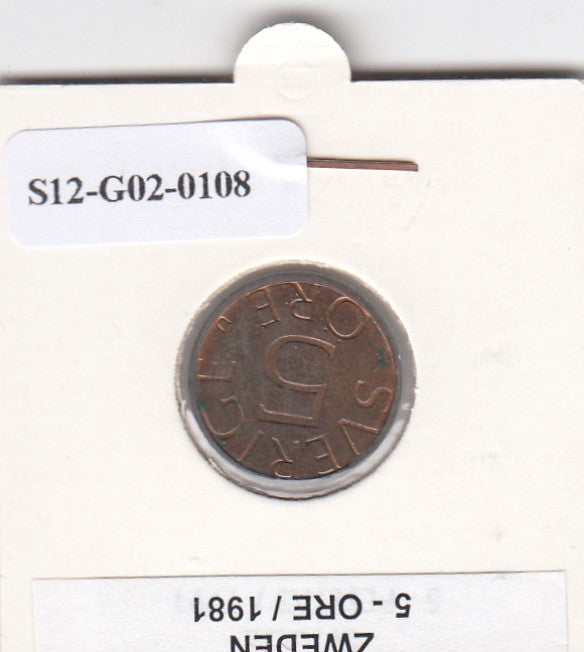 S12-G02-0108 Zweden 5 ore 1981  VF KM849