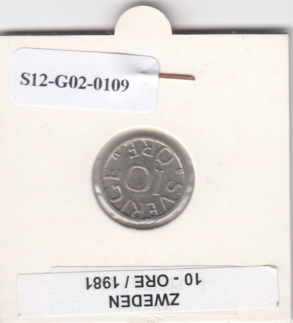 S12-G02-0109 Zweden 10 ore 1981  VF KM850