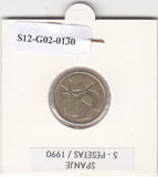 S12-G02-0130 Spanje 5 pesetas 1990  VF KM833