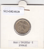 S12-G02-0138 Spanje 5 pesetas 1998  XF+ KM833