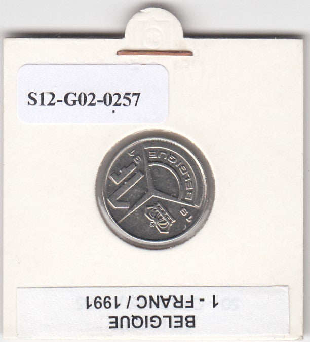 S12-G02-0257 België 1 franc 1991 WAALS XF KM170